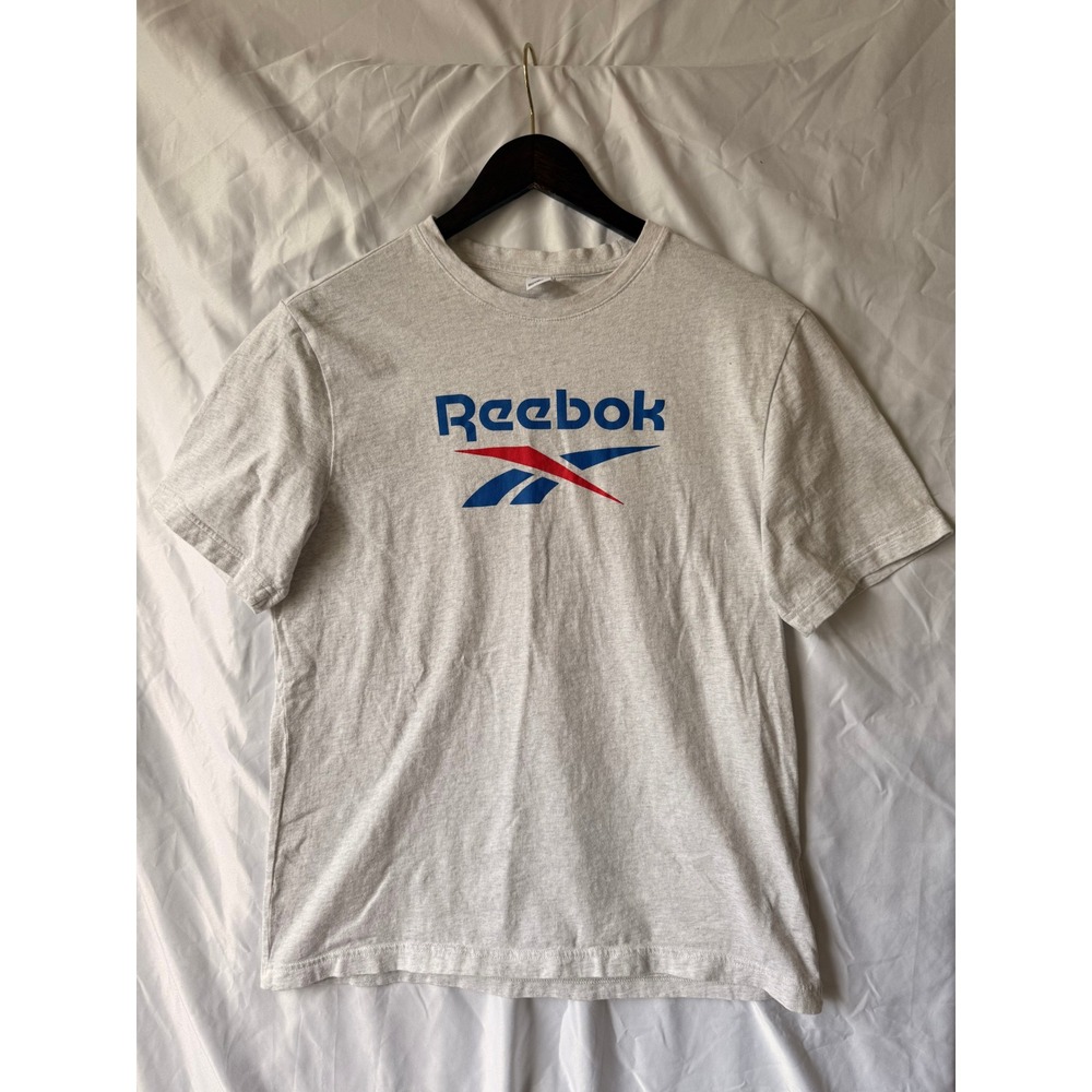 Reebok Mens Graphic T-Shirt Medium Grey Heather Vector Logo Short Sleeve Tee